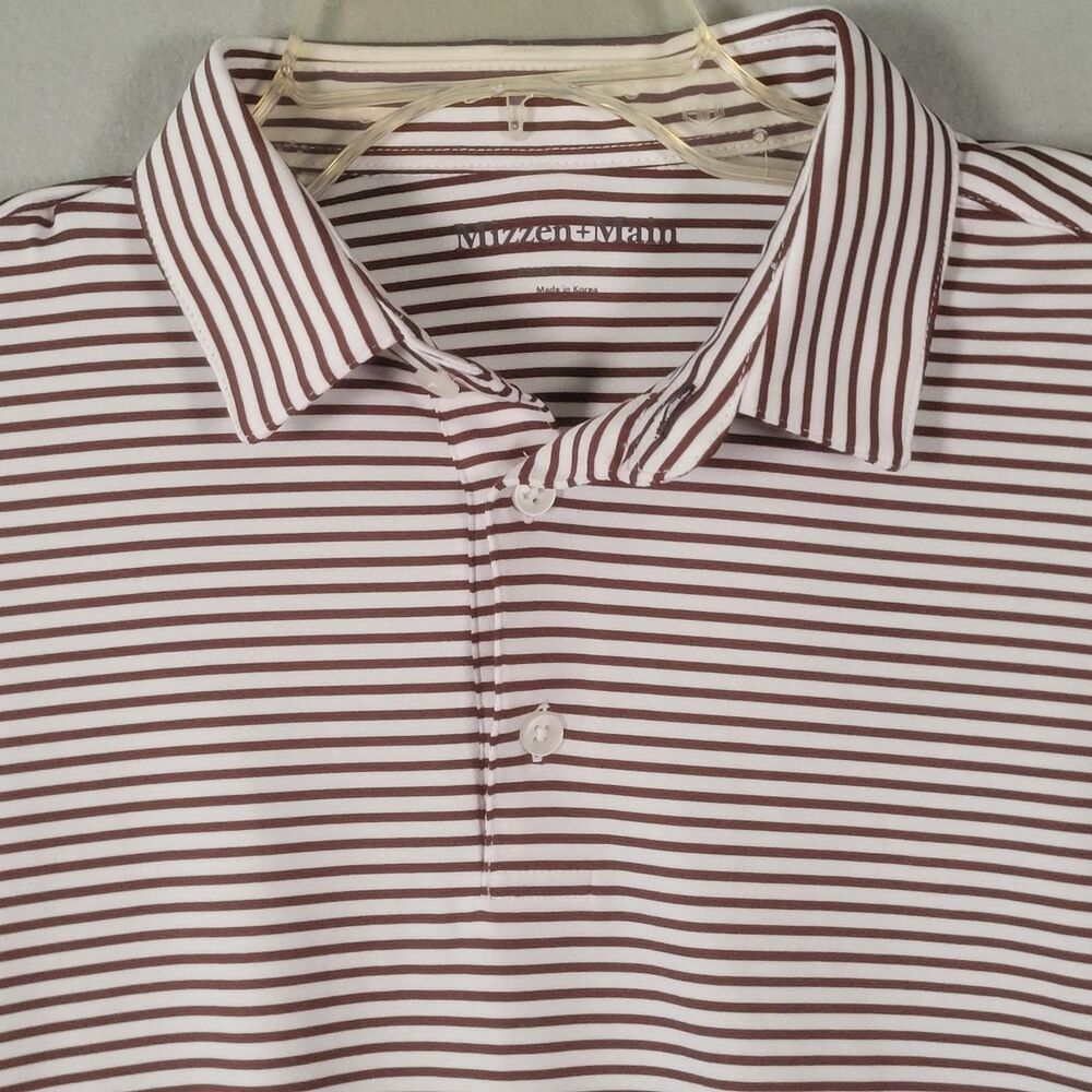 NWOT Mizzen Main Versa Polo Men S White Stripe Moisture Wicking Golf Classic Fit